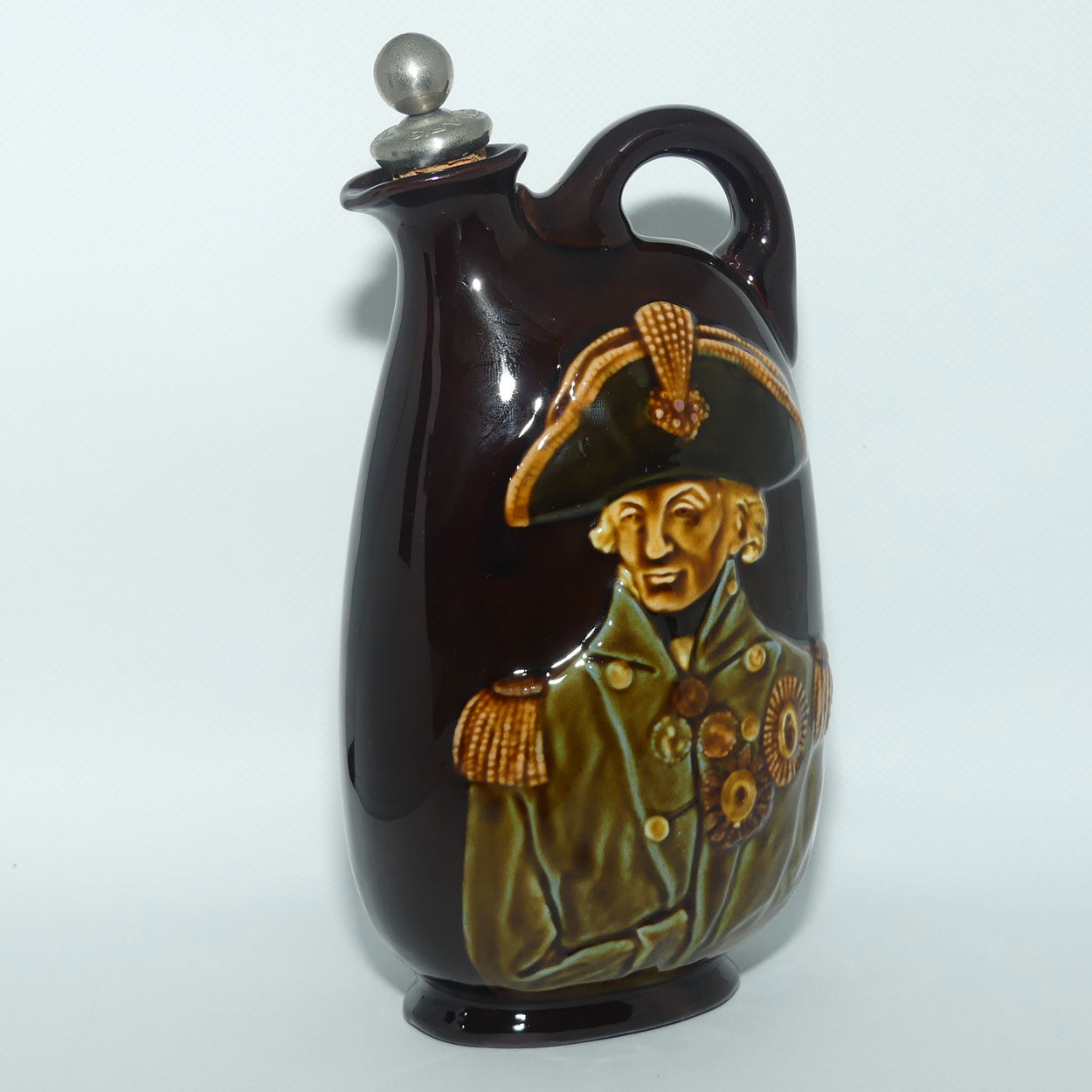 Royal Doulton Kingsware Nelson flask | Dewars Whisky | with stopper