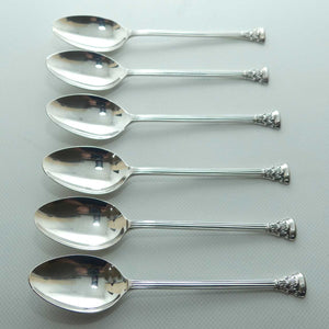 Australian Silver | Rodd Sterling Silver set of 6 Corinthian column style tea spoons in original box | 69.71 grams