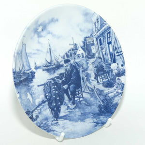 Delft Blauw Holland miniature plate | Fisherman mending Nets