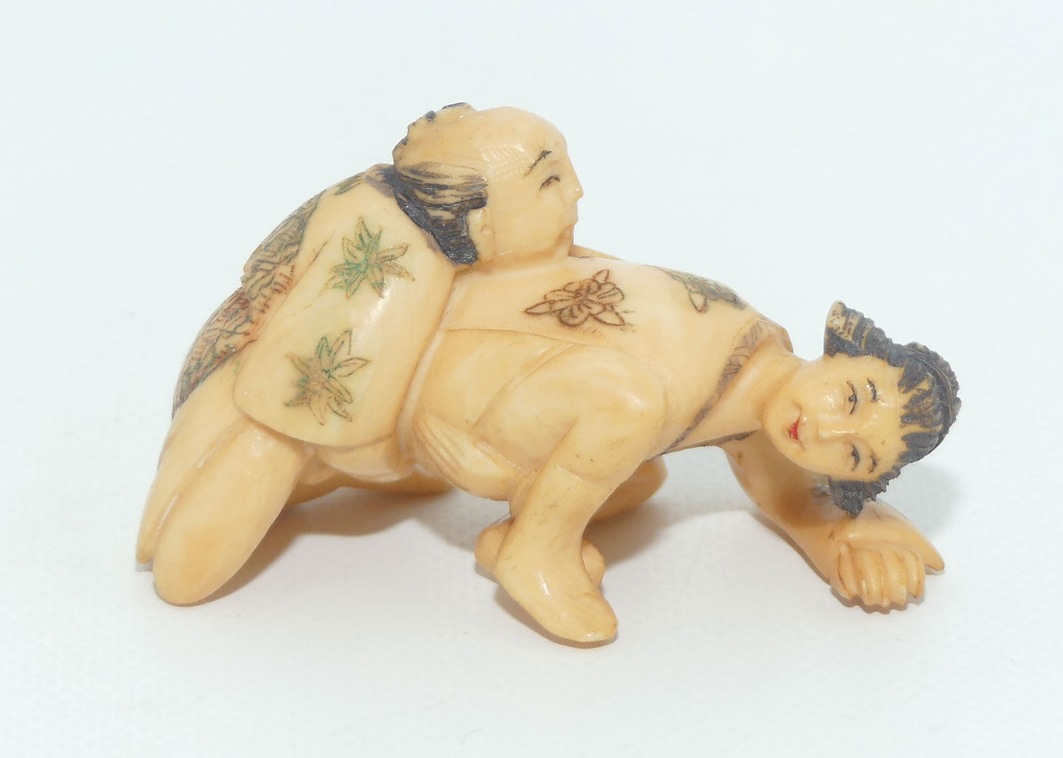 Japanese Carved Ivory Netsuke | Shunga | Erotic | Man and Woman | signed