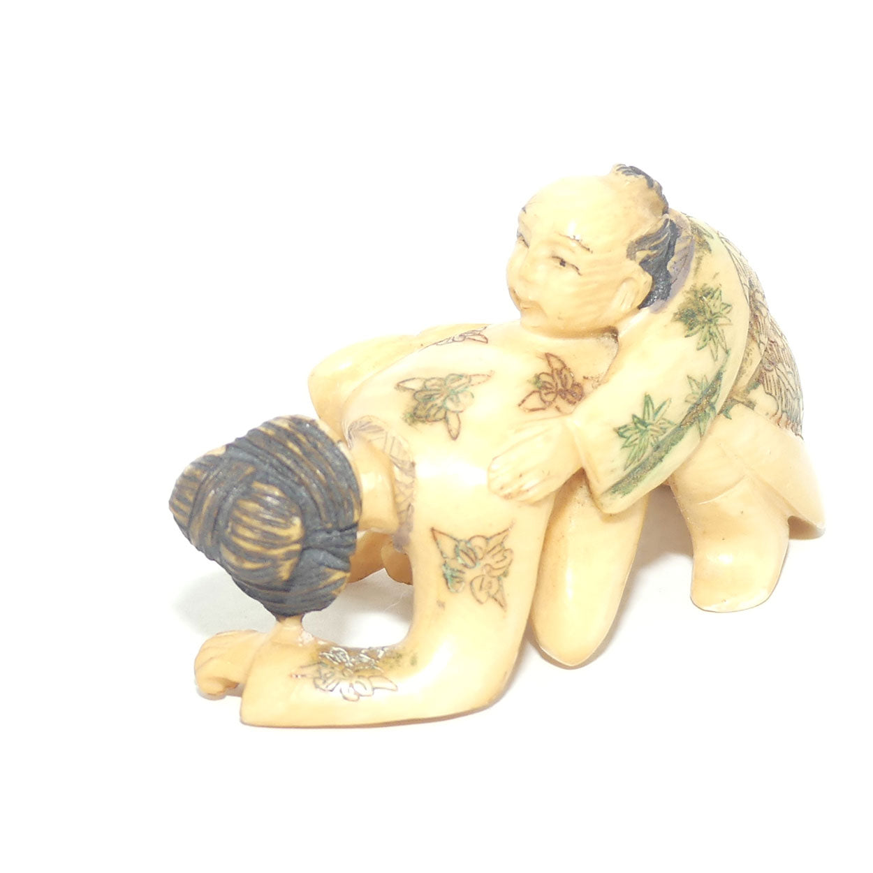 Japanese Carved Ivory Netsuke | Shunga | Erotic | Man and Woman | signed