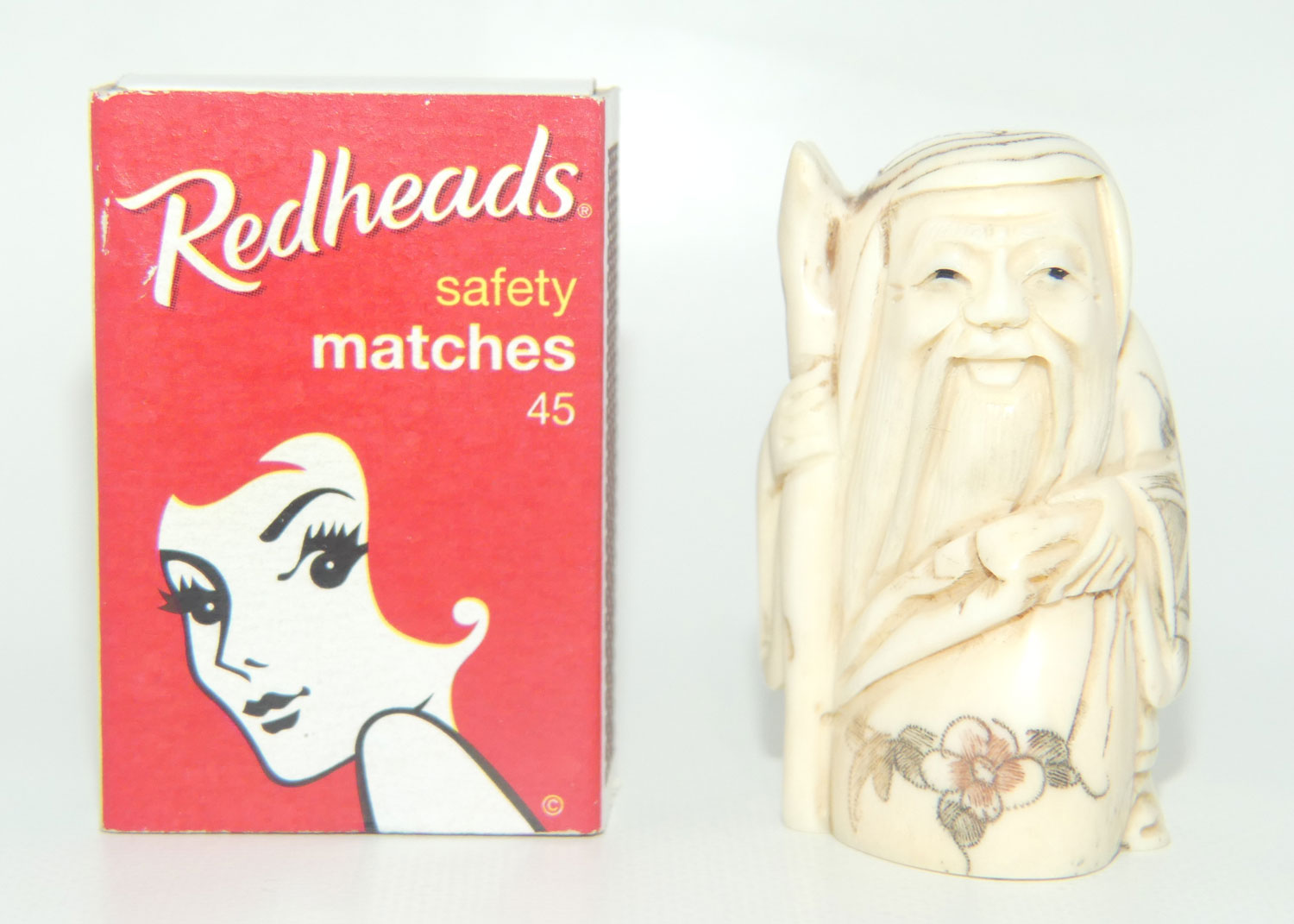 Japanese Carved Bone Netsuke | Jurojin