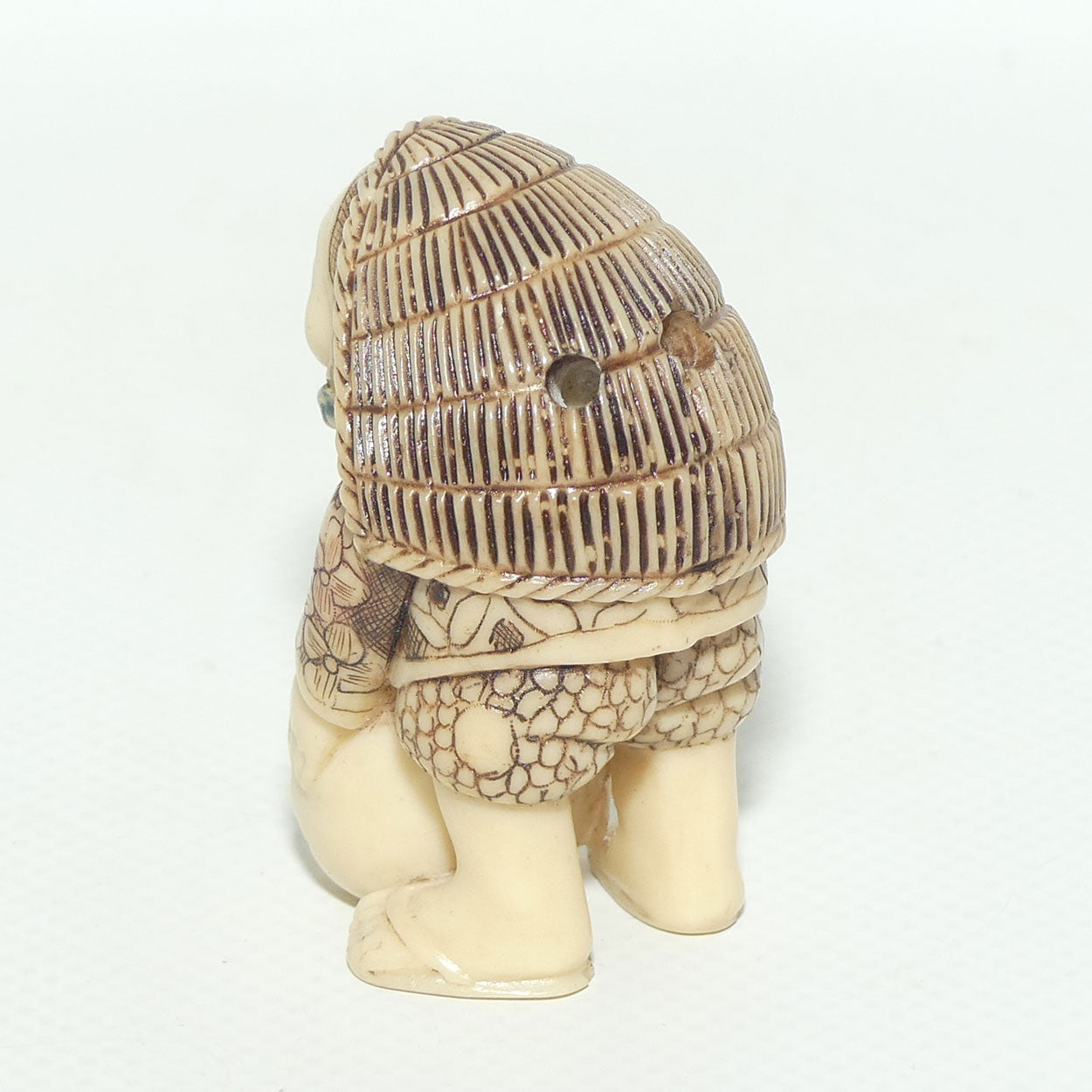 Vintage Japanese Carved Resin Netsuke | Woman with Mask