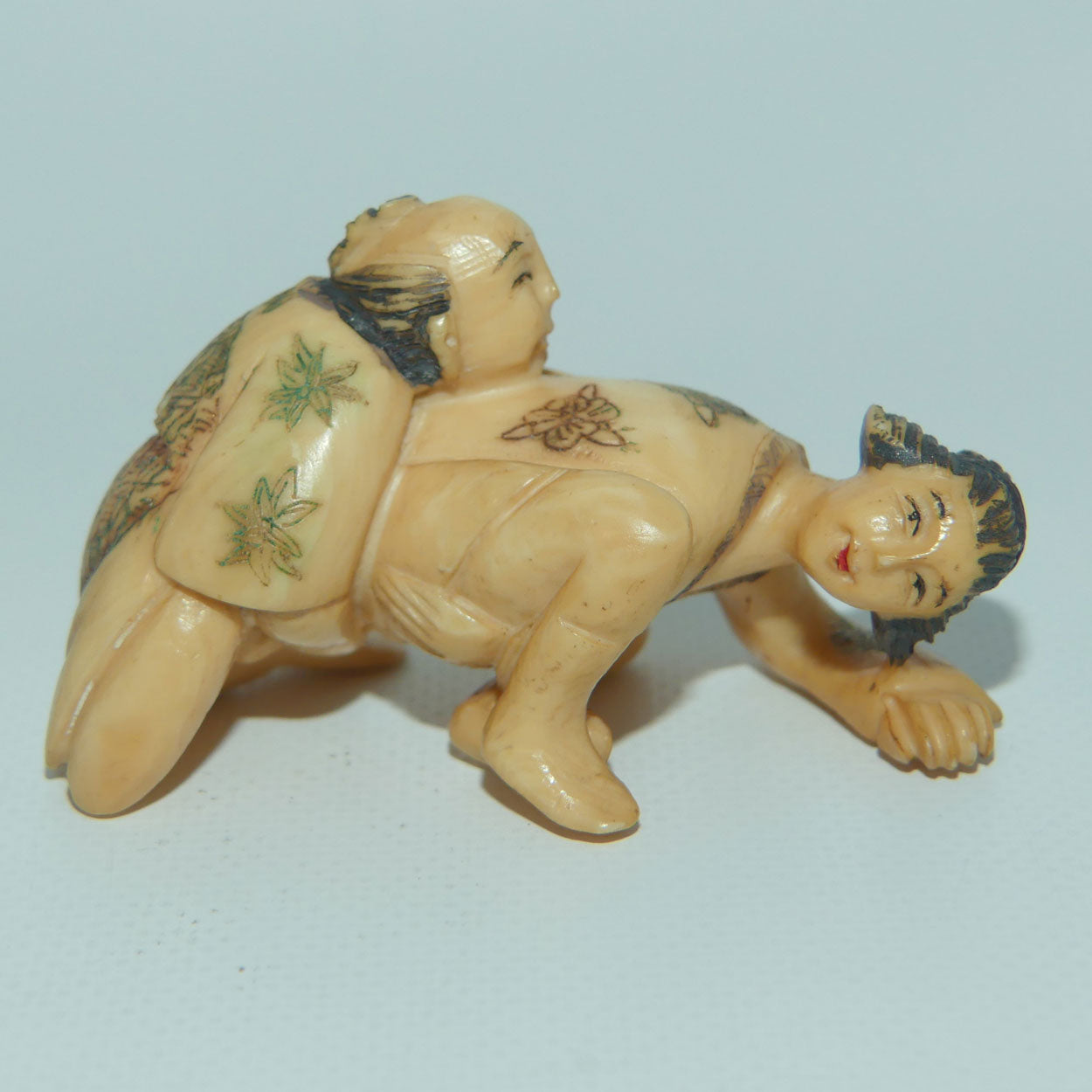 Japanese Carved Ivory Netsuke | Shunga | Erotic | Man and Woman | signed