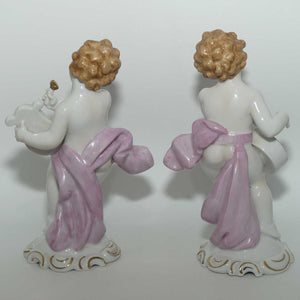 Neutettau Porcelain Bavaria | Pair of Putti figures | One with Drums | One with Harp