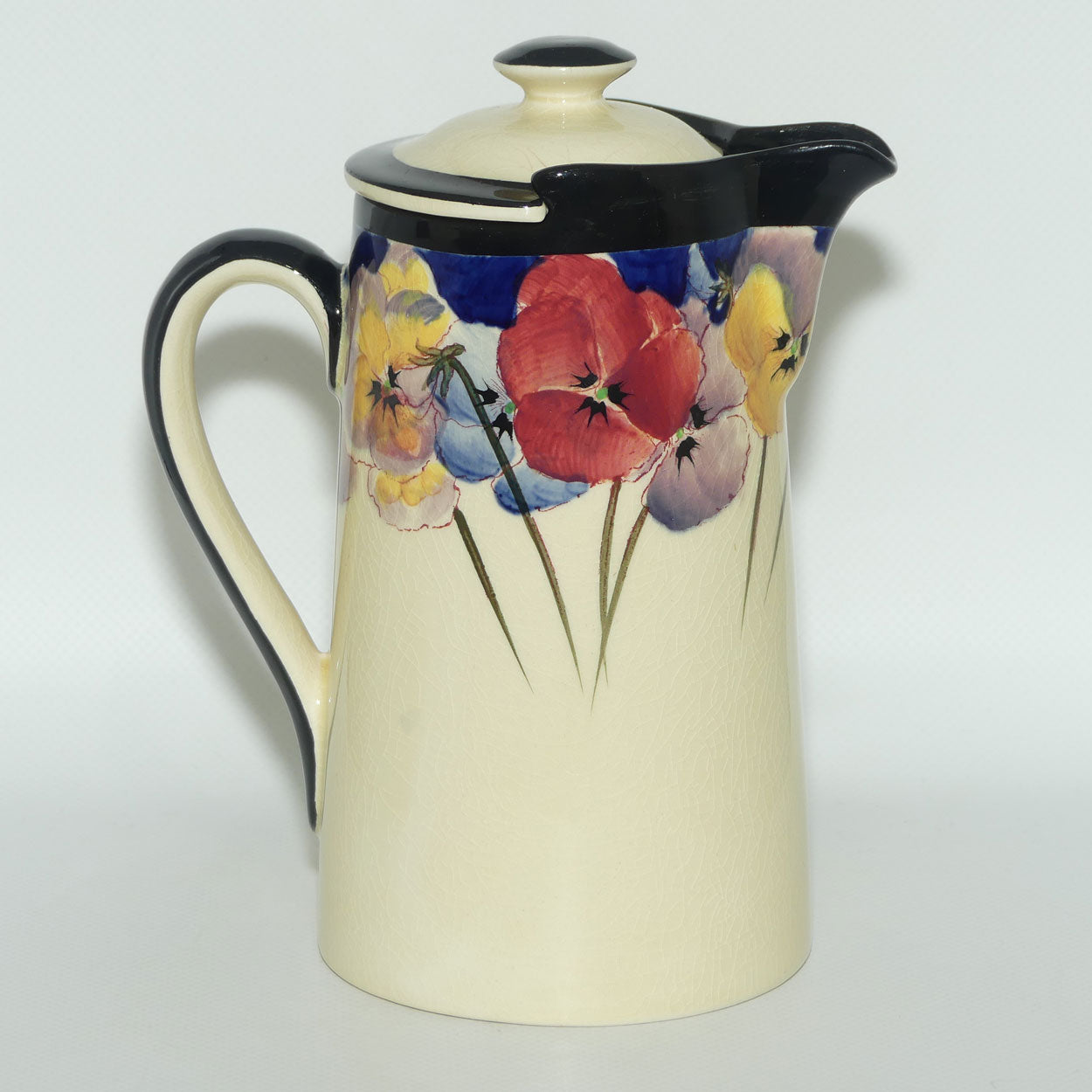Royal Doulton Pansy with Black Border D4049 | New Barton shape hot water pot
