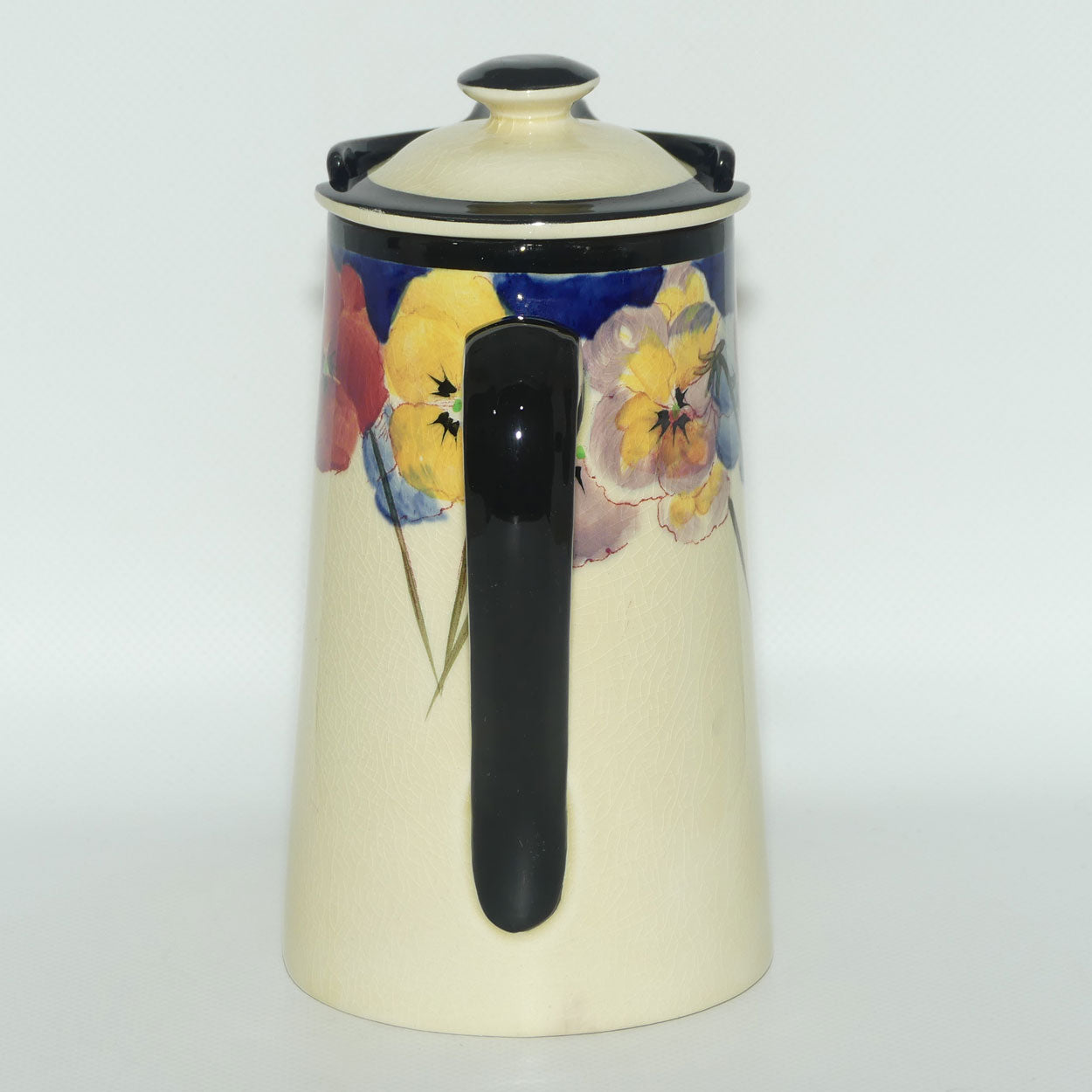 Royal Doulton Pansy with Black Border D4049 | New Barton shape hot water pot