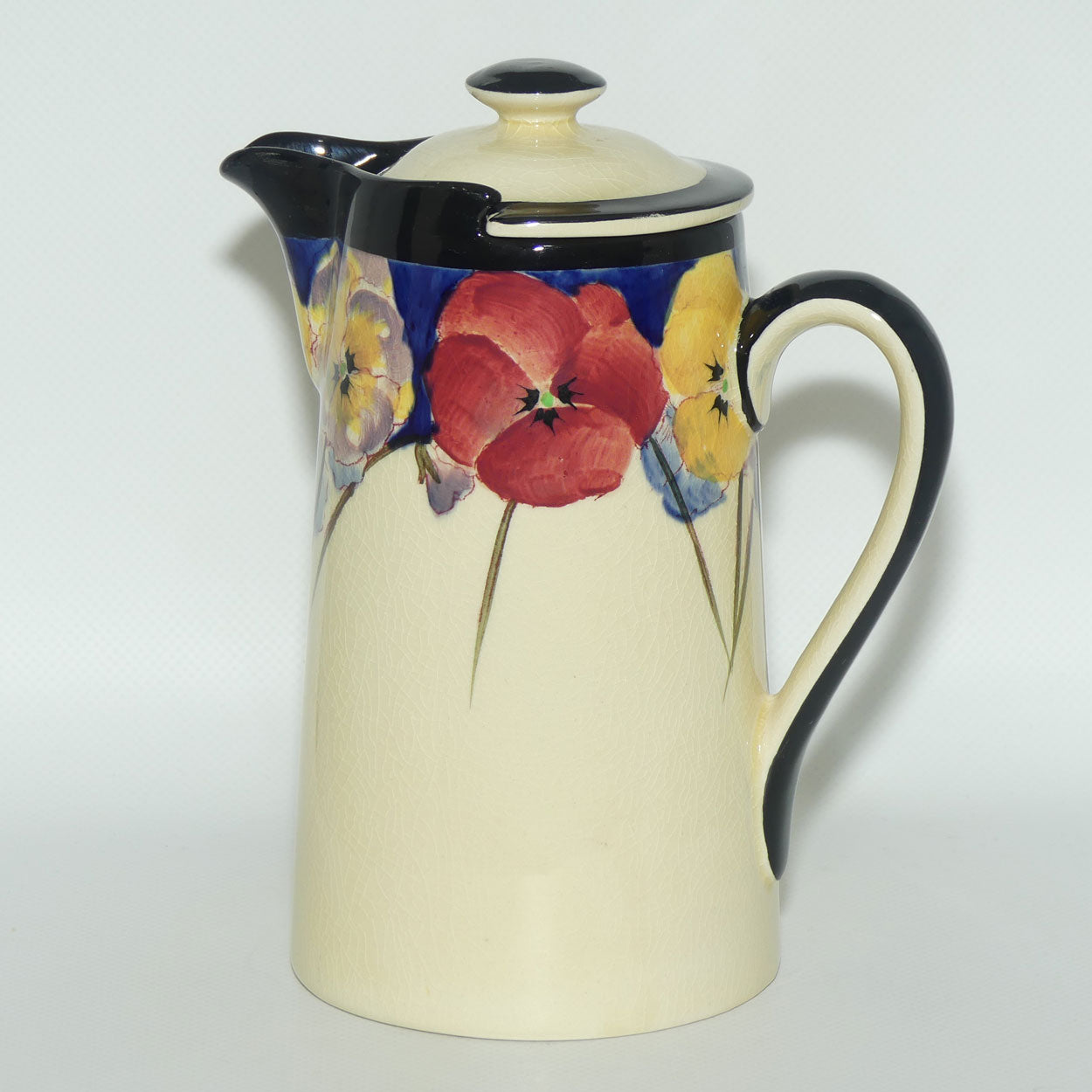 Royal Doulton Pansy with Black Border D4049 | New Barton shape hot water pot