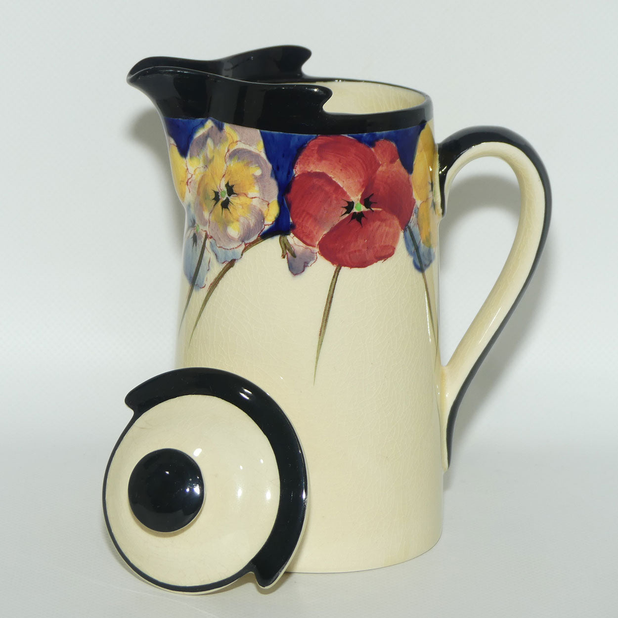 Royal Doulton Pansy with Black Border D4049 | New Barton shape hot water pot