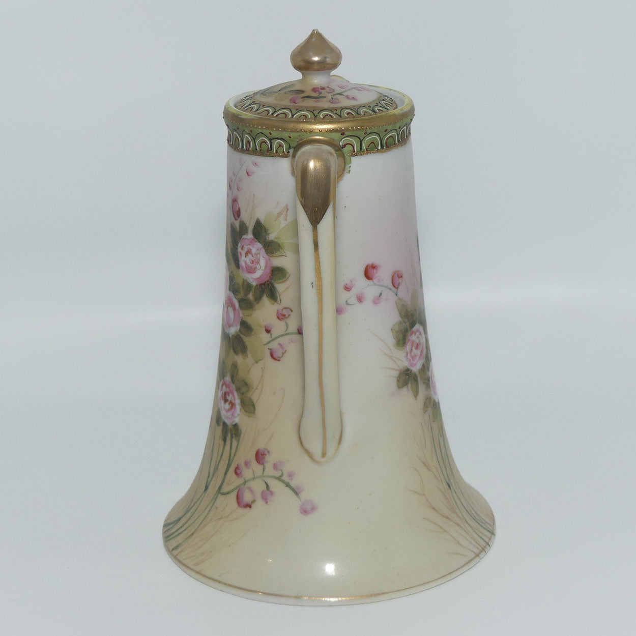 Vintage Hand Painted Nippon Floral and Gilt Jewelled 3 piece coffee set