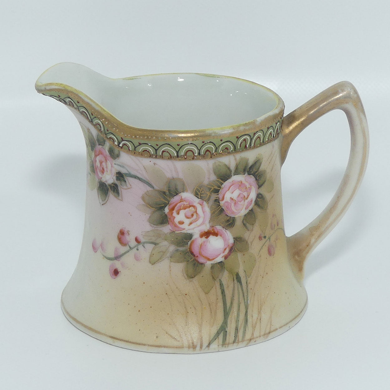 Vintage Hand Painted Nippon Floral and Gilt Jewelled 3 piece coffee set