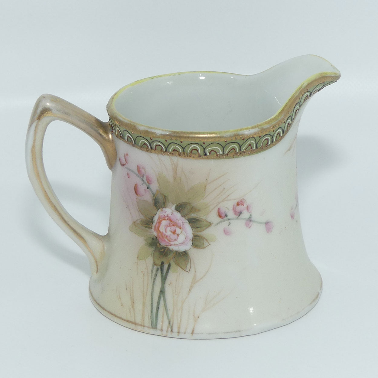 Vintage Hand Painted Nippon Floral and Gilt Jewelled 3 piece coffee set