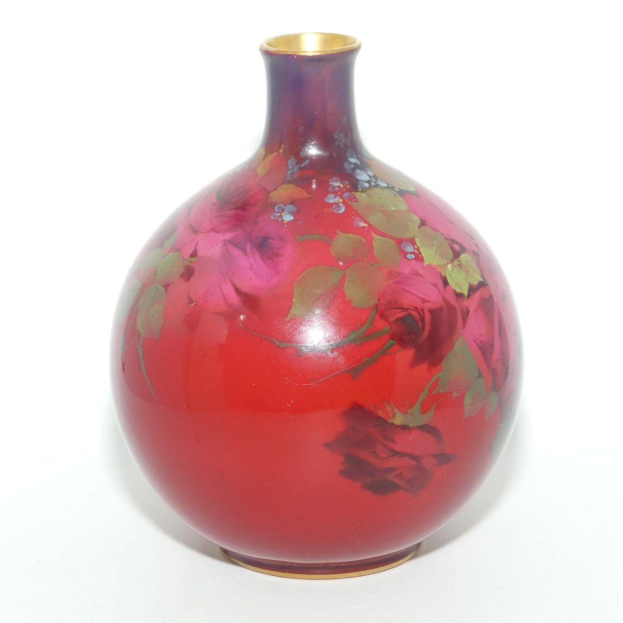 Rare Royal Doulton Oriflamme glaze Hand Painted on Glaze Roses vase by Harry Nixon