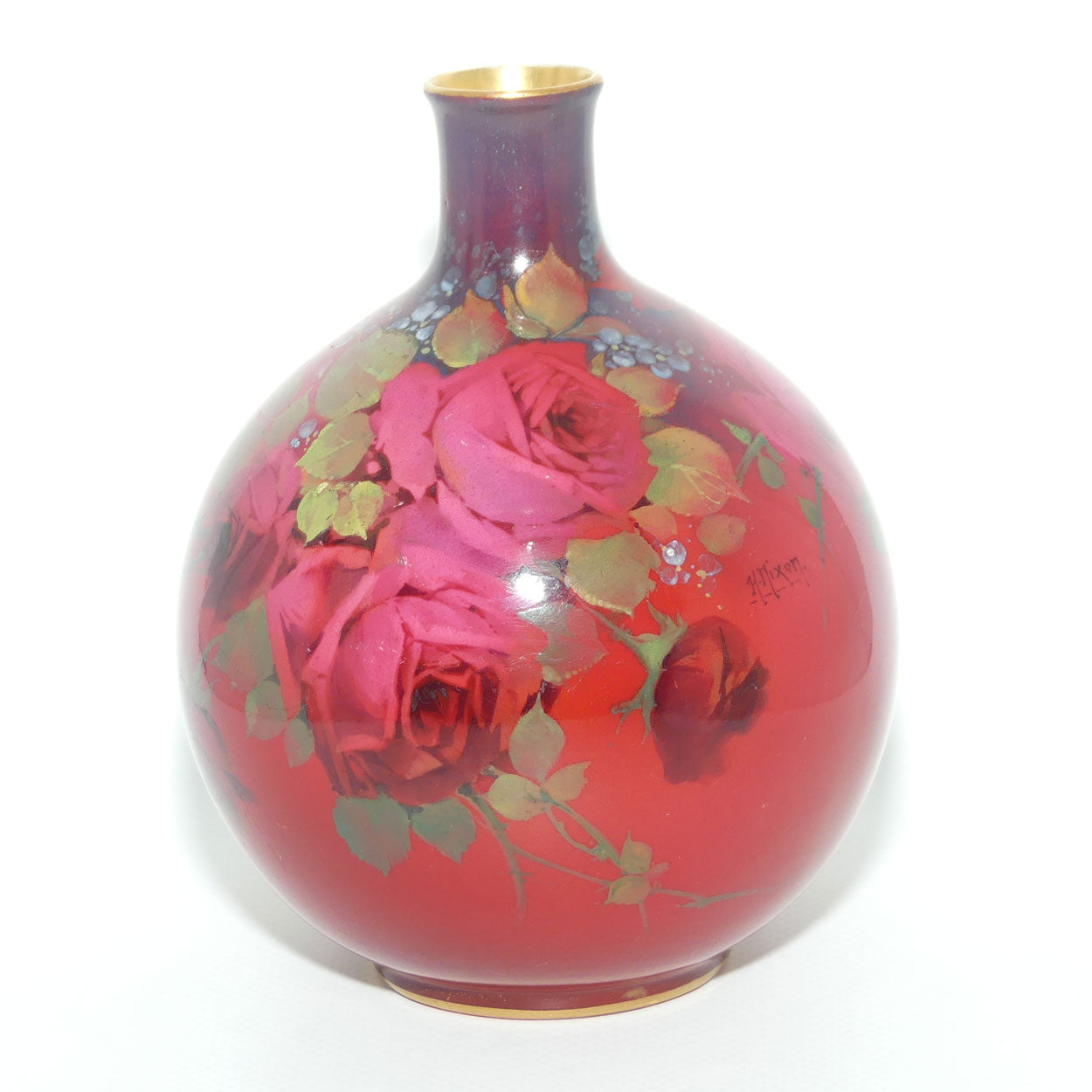 Rare Royal Doulton Oriflamme glaze Hand Painted on Glaze Roses vase by Harry Nixon