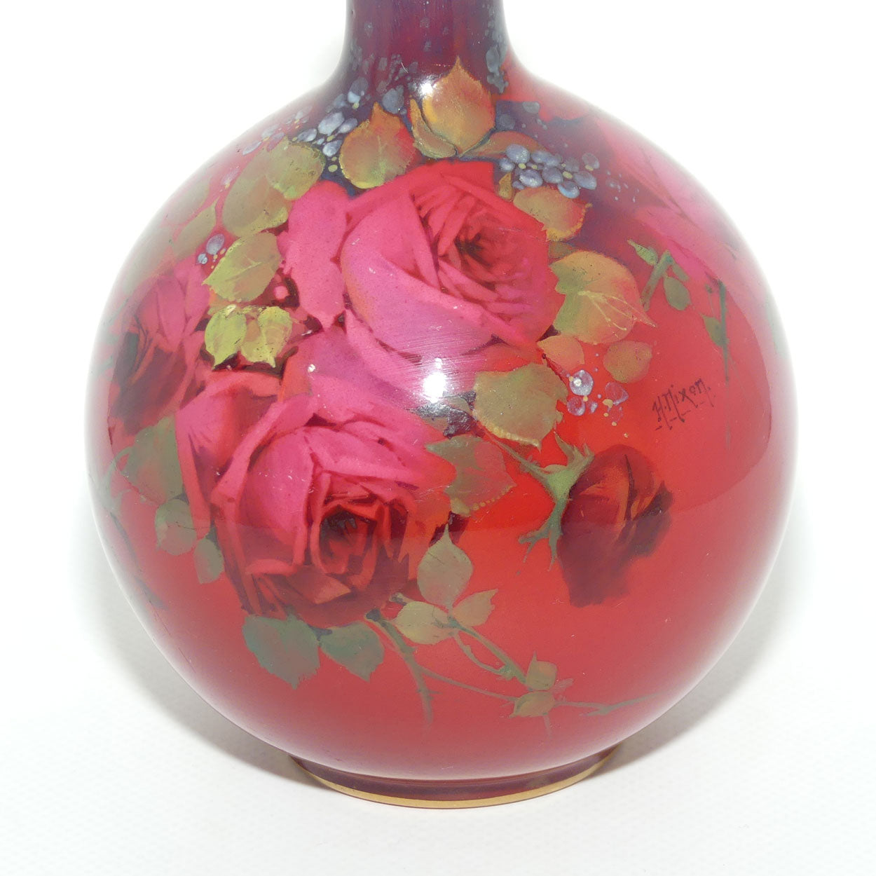 Rare Royal Doulton Oriflamme glaze Hand Painted on Glaze Roses vase by Harry Nixon