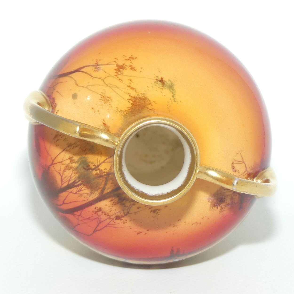 Royal Doulton hand painted Ploughing gilt twin handled vase | H Nixon | #2