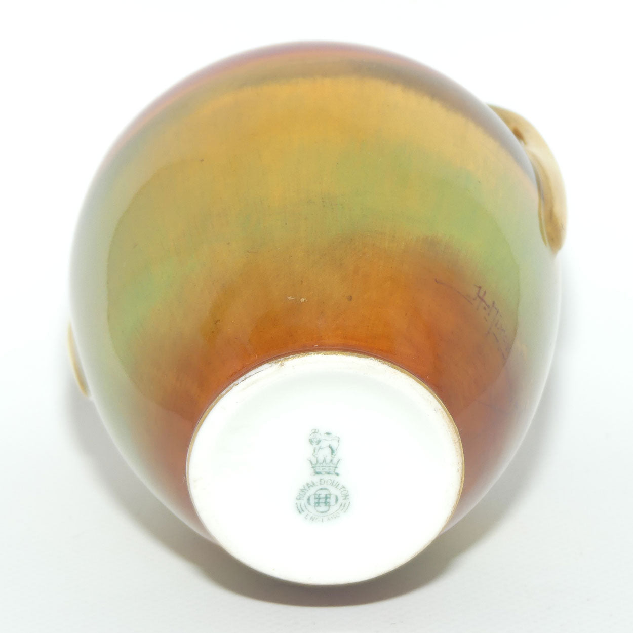 Royal Doulton hand painted Ploughing gilt twin handled vase | H Nixon | #2