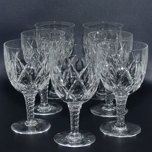 Stuart Crystal England Norfolk pattern set of 7 Wine Glasses | 225ml