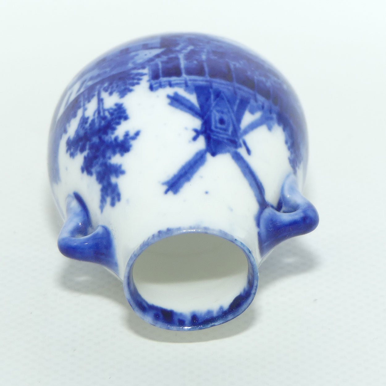 Royal Doulton Norfolk Blue and White miniature vase | Twin Handle | Windmill scene