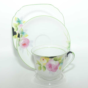 Noritake finely decorated Roses trio | Green and Black trim