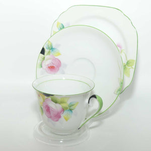 Noritake finely decorated Roses trio | Green and Black trim