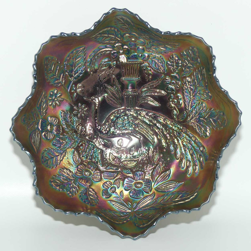 Fenton Carnival Glass bowl | Peacock and Urn