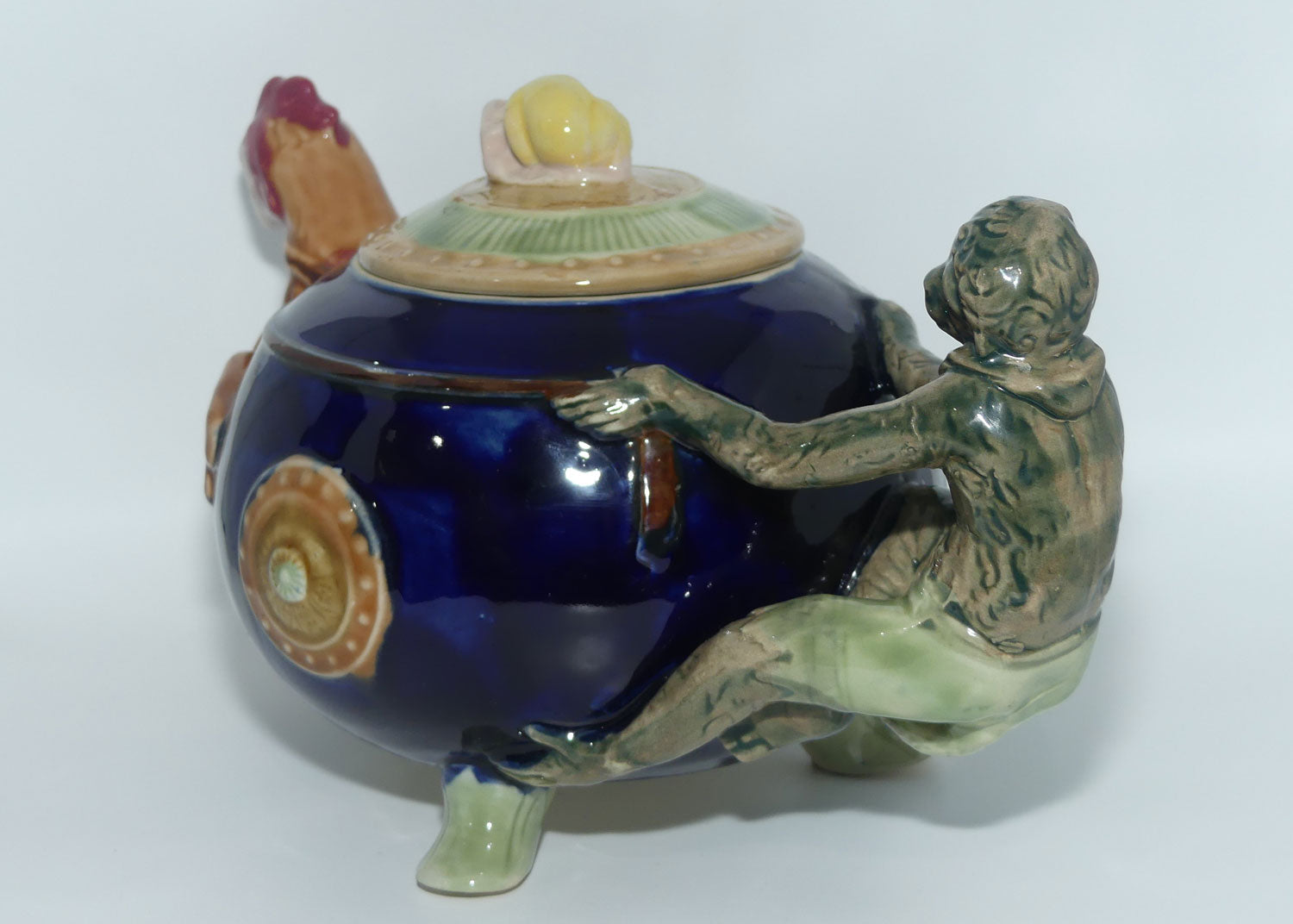 English Pottery Novelty Cockerel and Monkey Tea Pot
