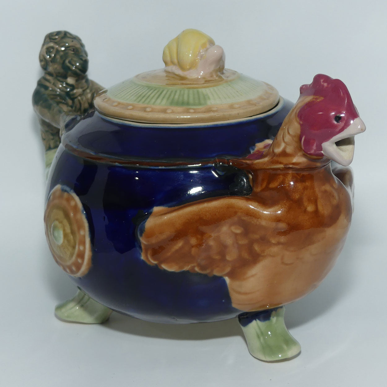 English Pottery Novelty Cockerel and Monkey Tea Pot