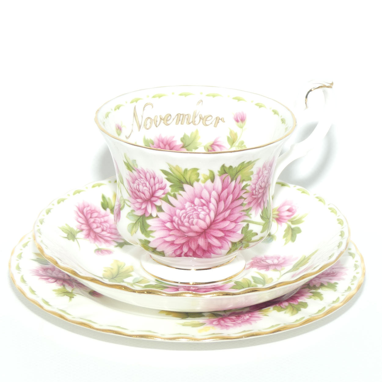 Royal Albert Bone China England | Flower of the Month series | #11 | November Chrysanthemum trio