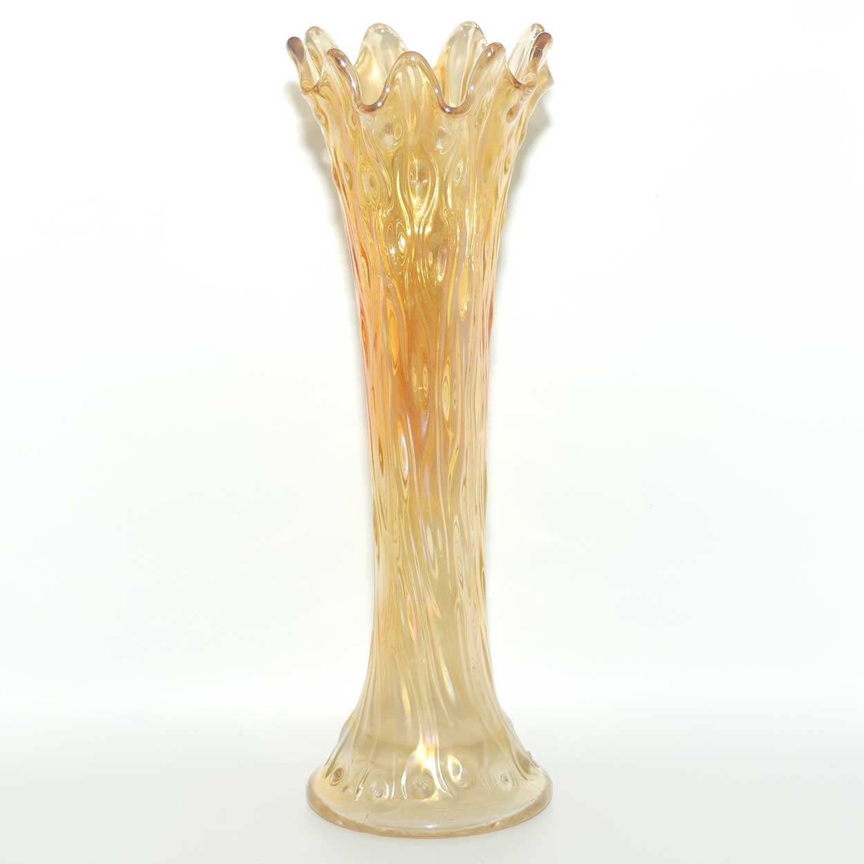 Northwood Marigold Carnival Glass vase | Tree Trunk | 27.5cm