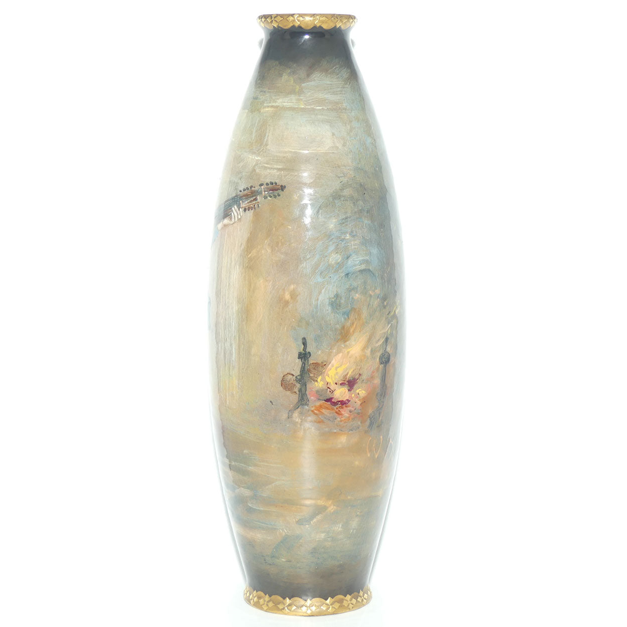 Royal Doulton Tavern Scene Man with Lute hand painted vase by Walter Nunn