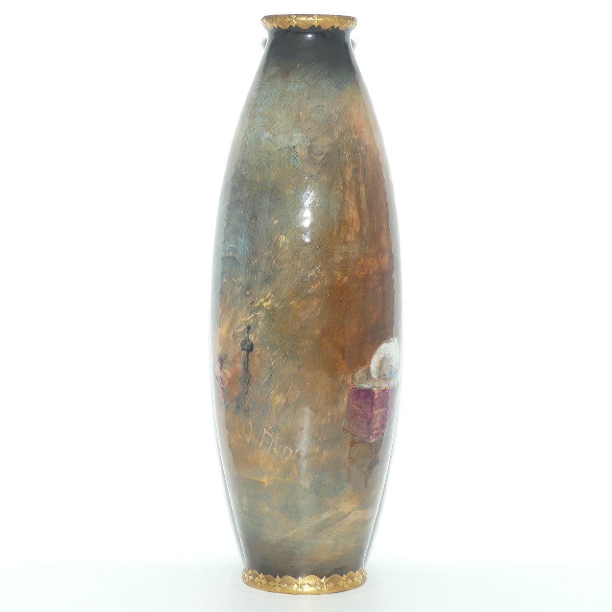 Royal Doulton Tavern Scene Man with Lute hand painted vase by Walter Nunn