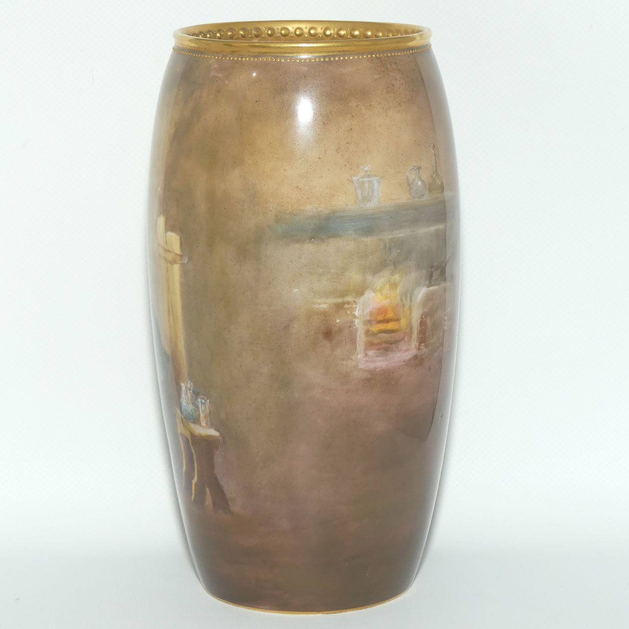 Royal Doulton Tavern scene hand painted cylinder vase |W Nunn|