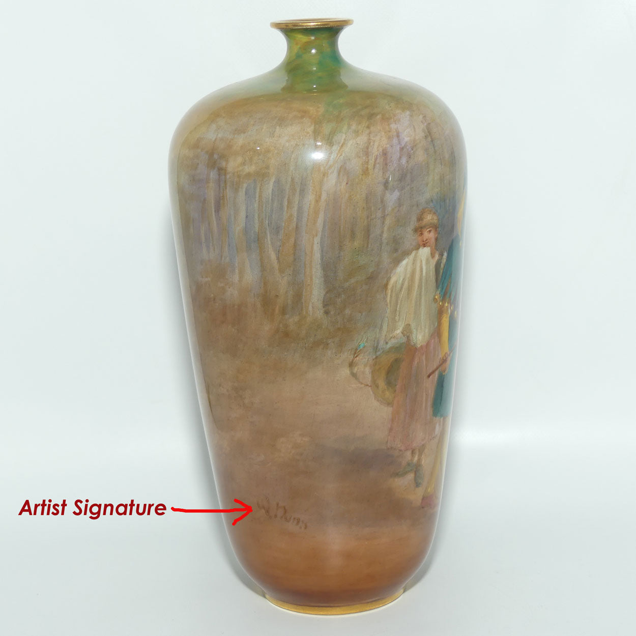 Doulton Burslem Shakespearean Touchstone | As you Like It hand painted vase by Walter Nunn