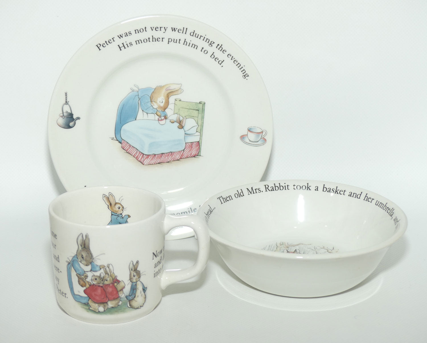 Wedgwood Bone China | Peter Rabbit pattern 3 piece Nursery set | boxed