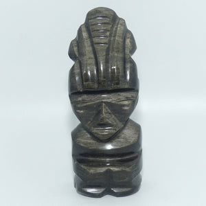 Vintage Aztec | Mexican Golden Sheen Obsidian Carving Figure