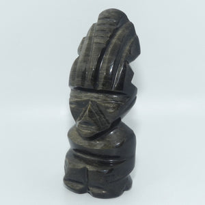 Vintage Aztec | Mexican Golden Sheen Obsidian Carving Figure