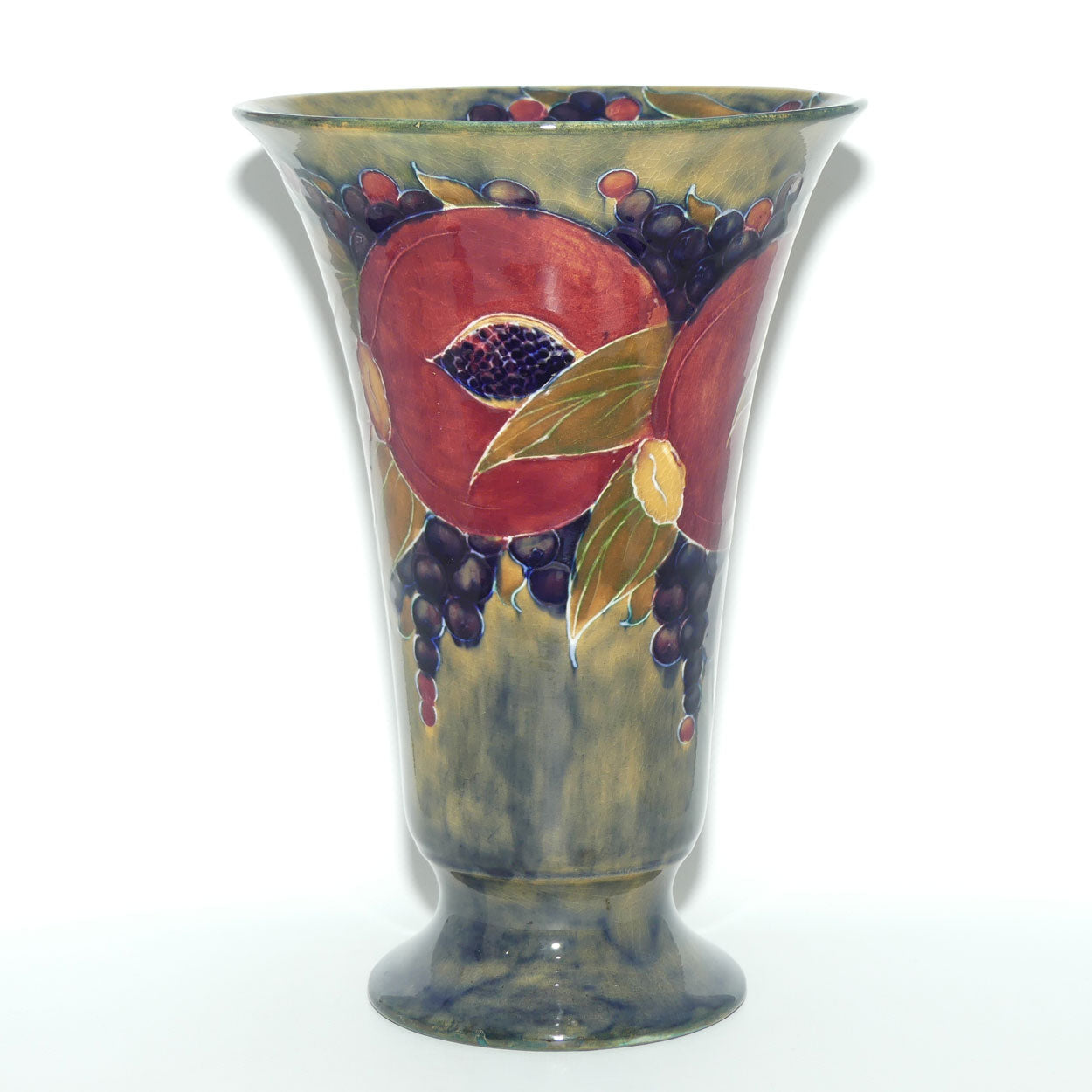 William Moorcroft Pomegranate large trumpet vase | Ochre Ground