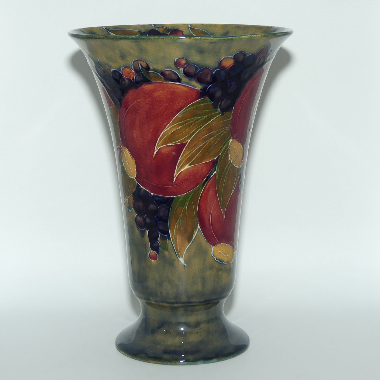 William Moorcroft Pomegranate large trumpet vase | Ochre Ground