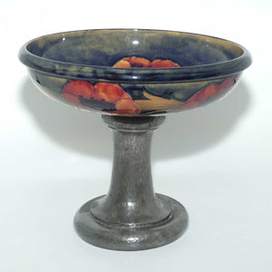 William Moorcroft Ochre Poppies and TUDRIC pewter comport | Liberty of London