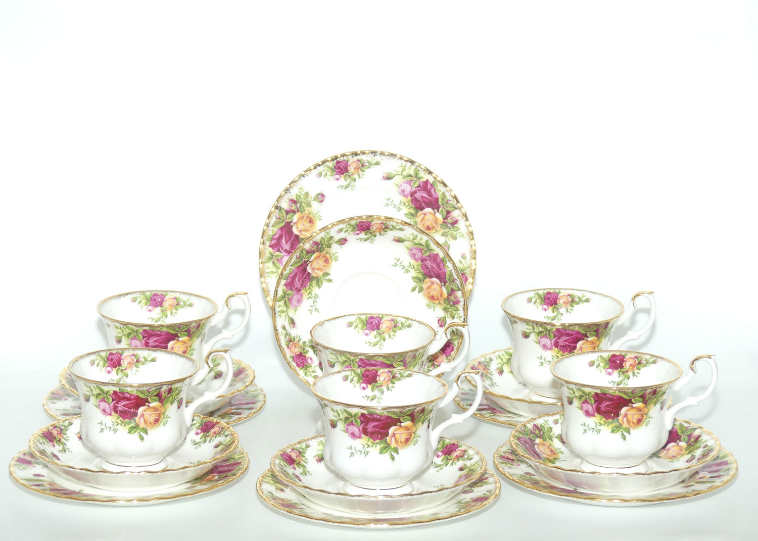 Royal Albert Bone China England Old Country Roses trio set of 6 | © 1962 Royal Albert Ltd backstamp | #1