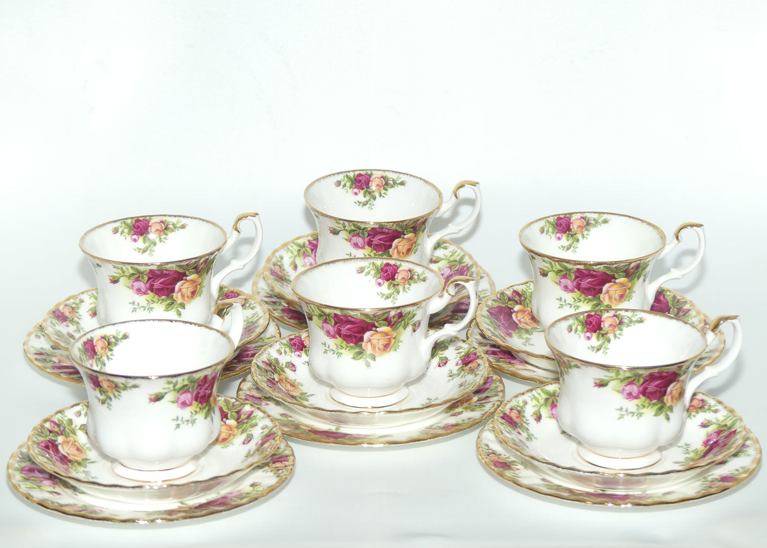 Royal Albert Bone China England Old Country Roses trio set of 6 | #2 | © 1962 Royal Albert Ltd backstamp