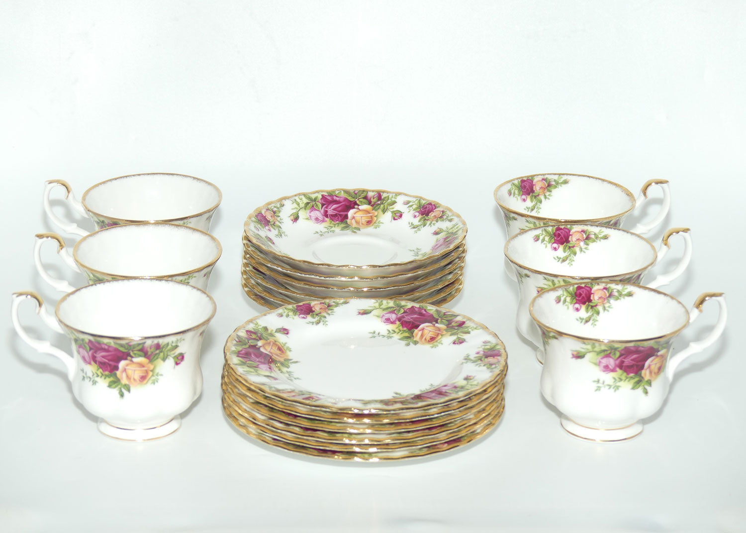 Royal Albert Bone China England Old Country Roses trio set of 6 | #2 | © 1962 Royal Albert Ltd backstamp