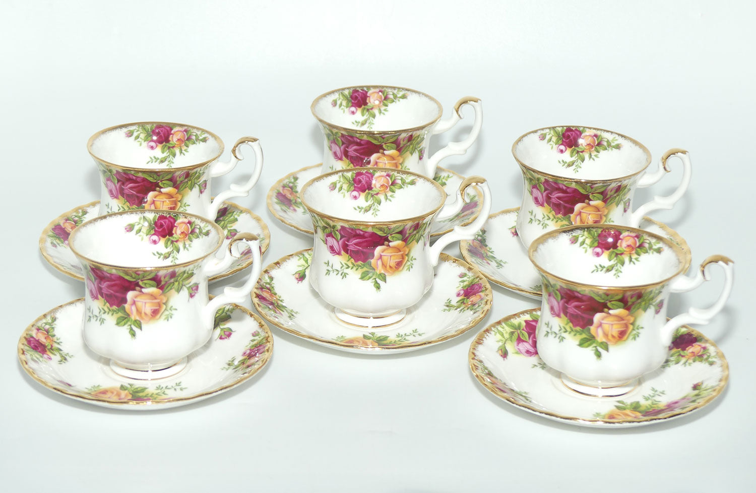 Royal Albert Bone China England Old Country Roses coffee duo | Set of 6 | © 1962 Royal Albert Ltd backstamp