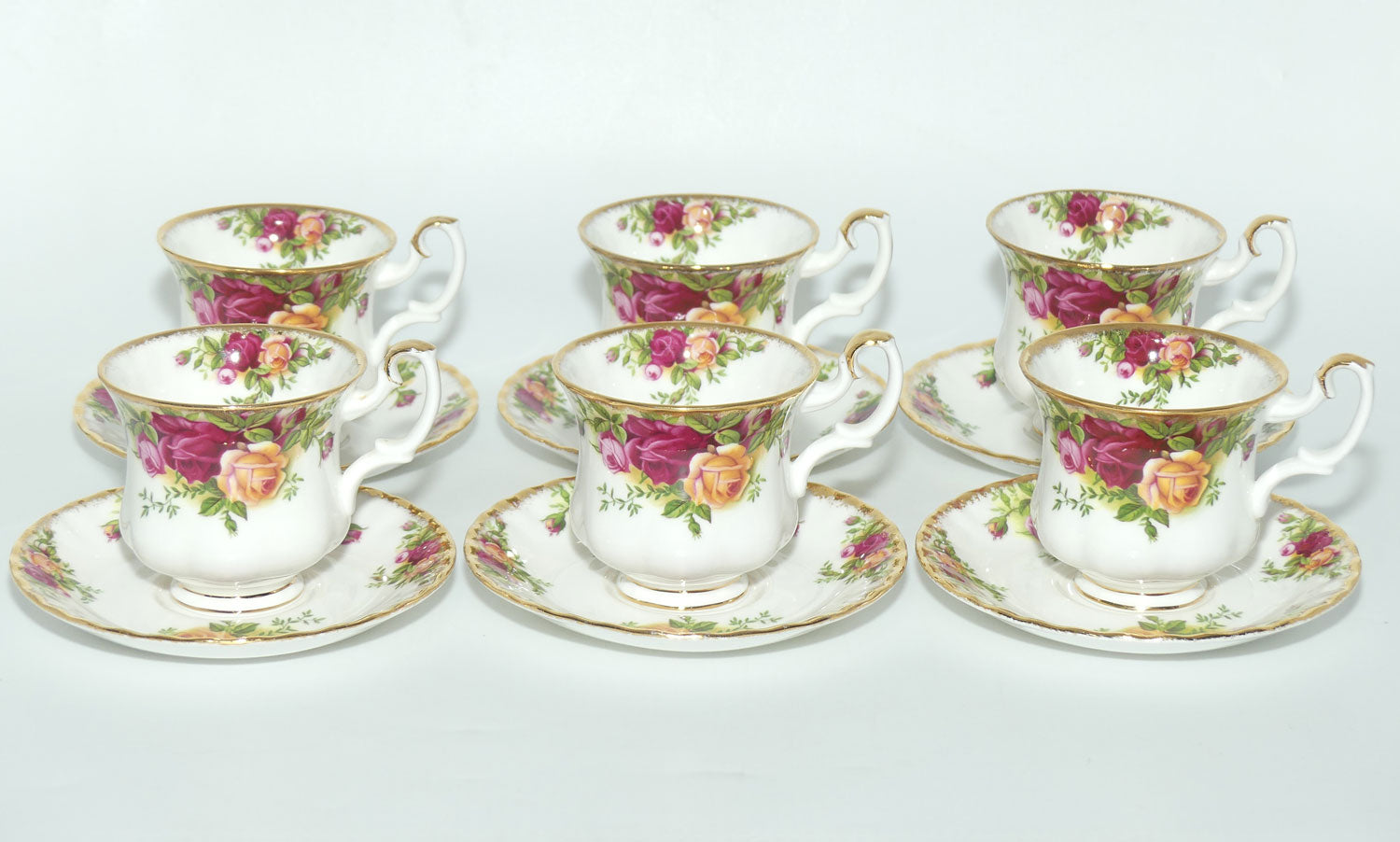 Royal Albert Bone China England Old Country Roses coffee duo | Set of 6 | © 1962 Royal Albert Ltd backstamp