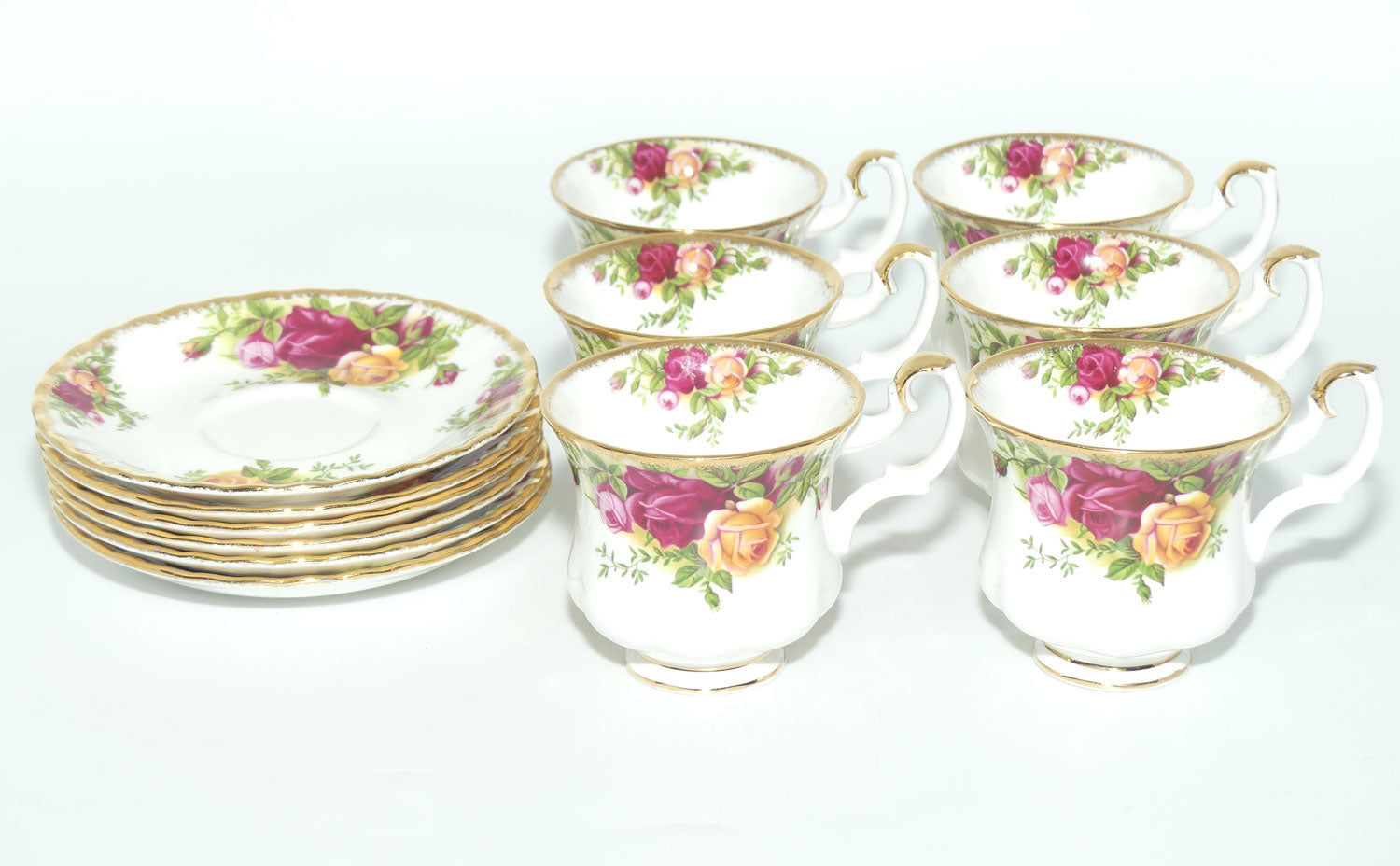 Royal Albert Bone China England Old Country Roses coffee duo | Set of 6 | © 1962 Royal Albert Ltd backstamp