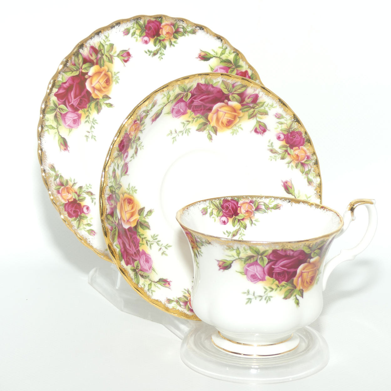 Royal Albert Bone China England Old Country Roses tea trio | Early backstamp