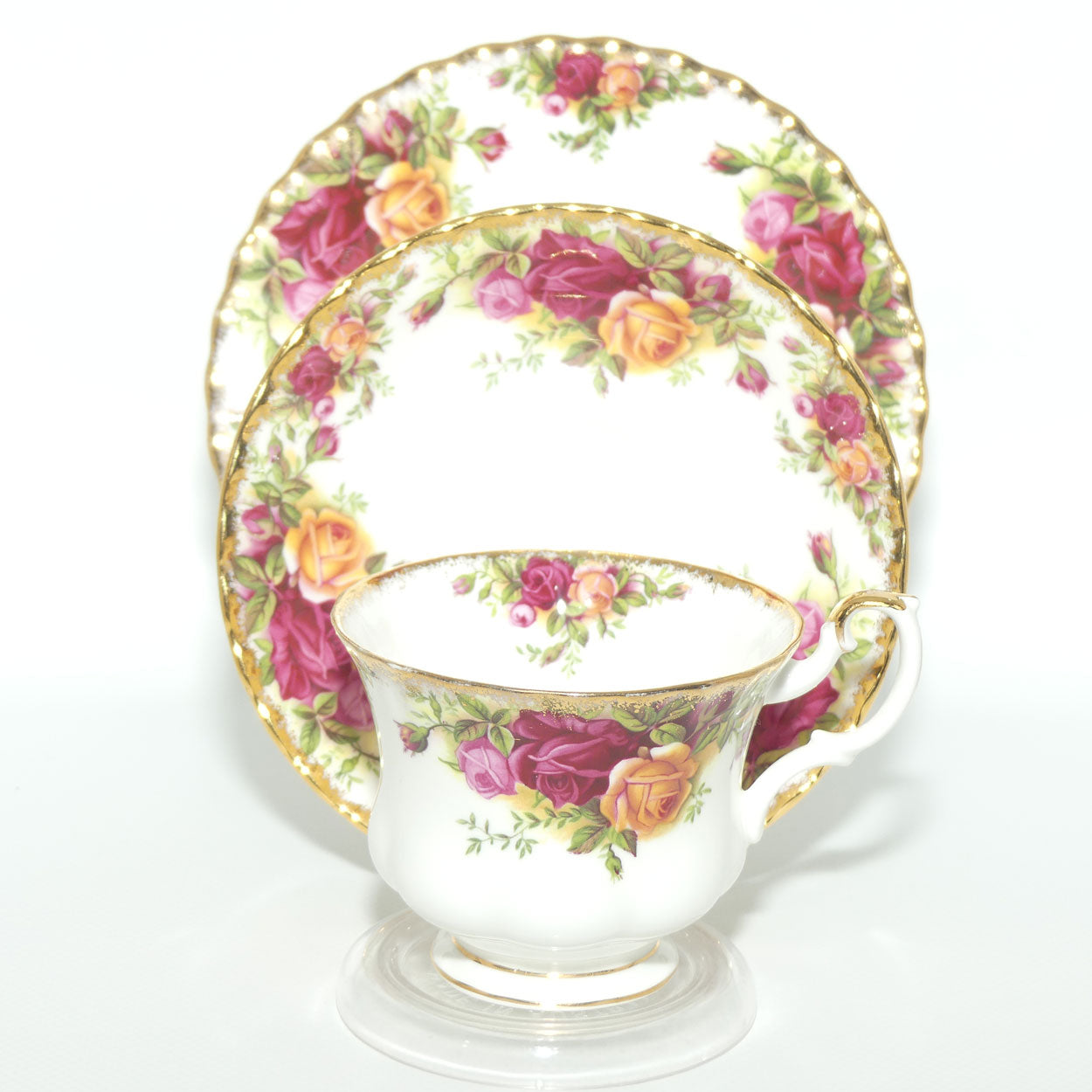 Royal Albert Bone China England Old Country Roses tea trio | Early backstamp