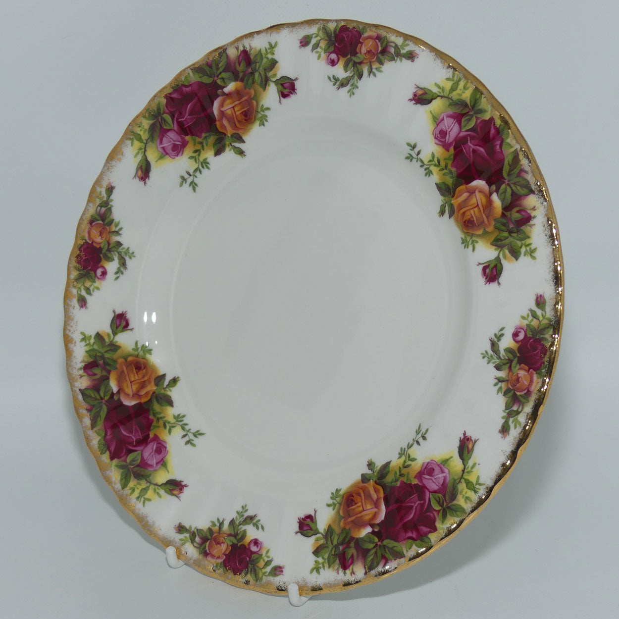 Royal Albert Bone China England Old Country Roses set of 6 entree or salad plates | 20.5cm diam | early backstamp