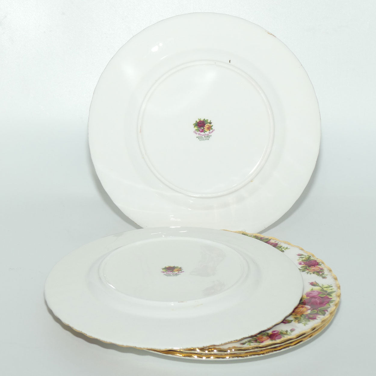 Royal Albert Bone China England Old Country Roses set of 4 entree or salad plates | 20.5cm | early backstamp